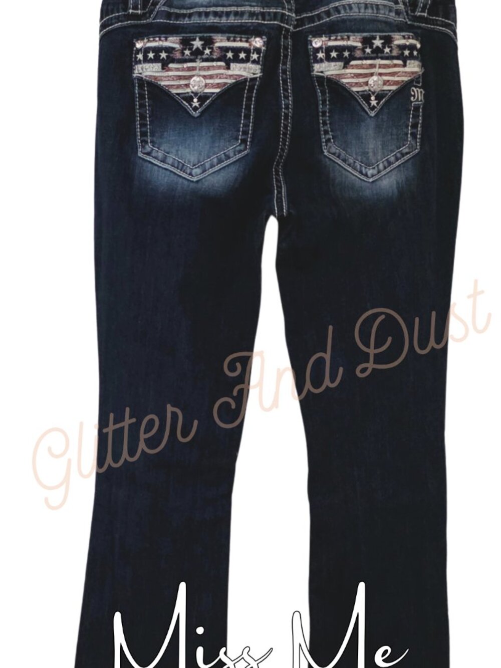 Miss Me American Flag Dark Wash Embroidered Pocket Jeans